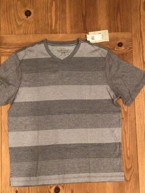 Weatherproof Gray Striped V-Neck Shirt large